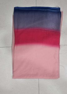 Ombre Saree - Pink, Red, &amp; Blue (Without Blouse)