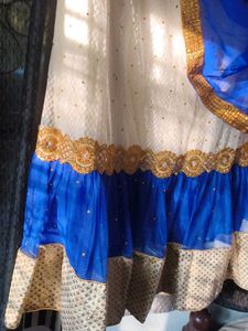 Elegant Blue and White Lehenga Skirt