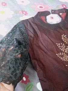 Burgundy Lace Sleeve Dress