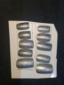 Silver Glitter Press-On Nails
