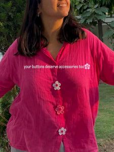 Floral  5 Pcs Crochet Button-Up Shirt