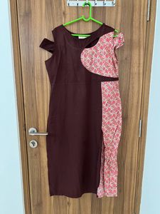 Brown Designer Kurta With Hanging Sleeves