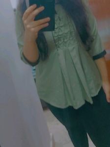 Sage Green Pleated Detail Top