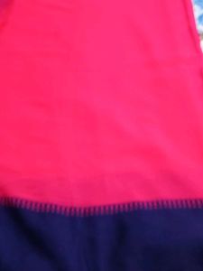 Pink With Violet Border Plain Chiffon Saree