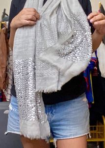 Grey Stole With Sequins