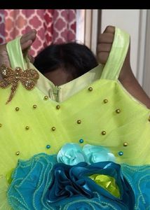 Lime Green And Sea Blue Asymmetrical Layered