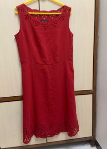 RARE Women Red Solid A-line Dress