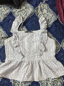 Eyelet Ruffle Tank Top