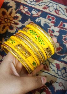 Yellow Lac Bangles - Set of 10