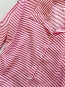 Pink white Striped fitted Corset Shirt