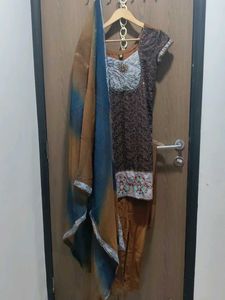 Brown Sequin Embellished Dress
