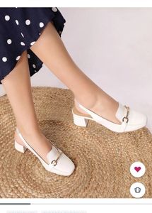 White Block Heel Loafers