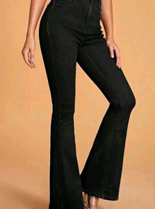 Black Flared Denim Jeans