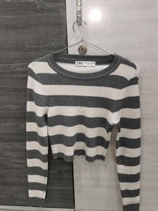 Women Striped Round Neck 🩶
