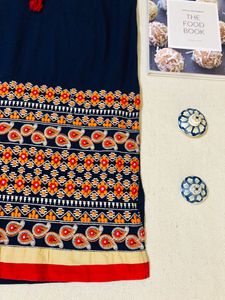 Navy Blue Embroidered Kurta ( Women )