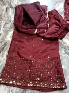 Maroon Salwar Kameez with Gold Embellishments