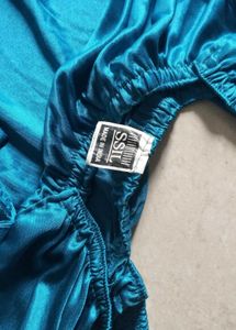 Teal Satin Maxi Skirt
