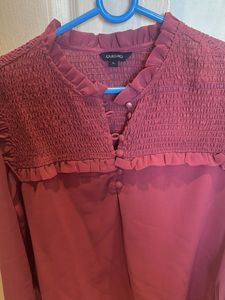Burgundy Ruffle Top