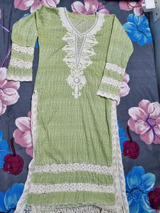 Pakistani Lace Cotton Long Kurti