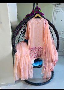 Peach Embroidered Salwar Kameez Set