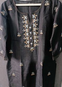 Chanderi Silk Embroidered Kurta And Pant Set