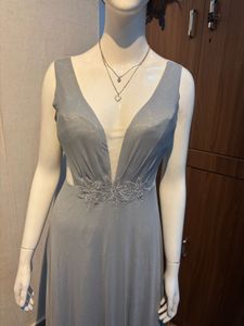 Elegant Silver Evening Gown