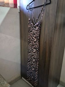 Leopard Print Backless Maxi Slip Dress