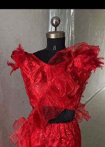Red Ruffle Ethnic Gown