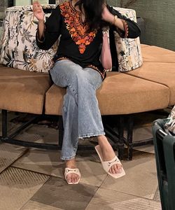 Embroidered Black Kurti Top