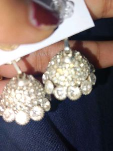 Sparkling Silver Stoned Jhumka