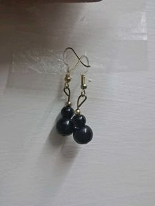Elegant Midnight Black Beaded Earrings