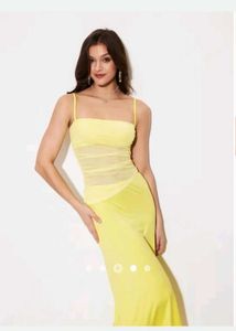 Yellow Mesh Maxi Dress