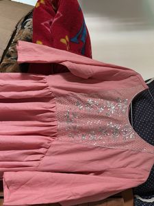 Peach Embroidered Kurta