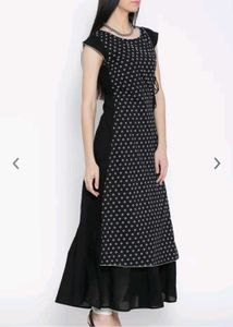 Black Long Dress With Front Design