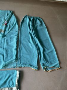 Teal Embroidered Salwar Kameez Set