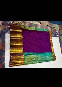 Pure Kanchipuram Silk Saree Green &amp; Purple Pink