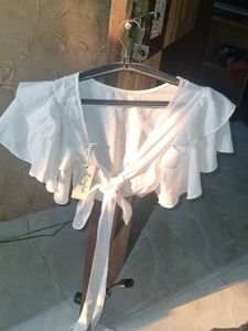 wrap top and high-low skirt