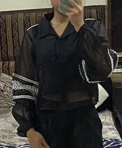 Black Lace Detailed Shirt