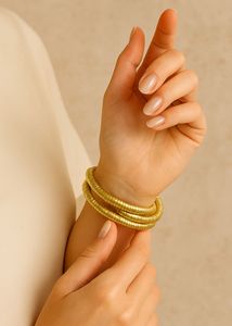 Anti Tarnished Gold Tone Coil Hand Cuffs