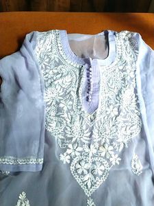 Lilac Embroidered Kurti With Inner