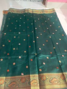 New Green Saree With Blouse Piece