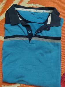 Men's Blue Striped Polo Shirt
