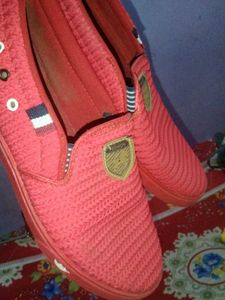 Red &#39;Racer&#39; Slip-On Shoes