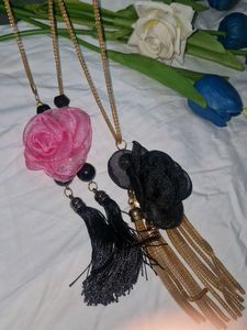 Floral Pendant Tassel Necklace