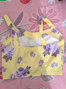 Floral Button-Front Crop Top