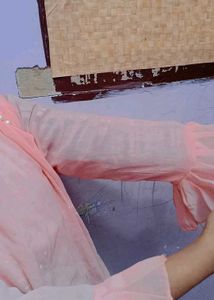 Peach Top with Ruffled Sleeves