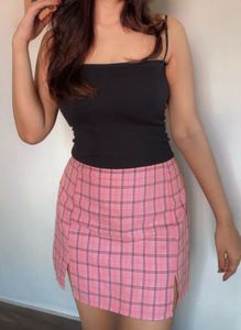 Pink Check Pinterest Mini Skirt