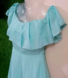 Polka Dot Blue Ruffle Dress