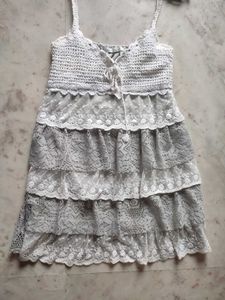 Lace Crochet Y2k Vintage Layered Net Top/ Dress
