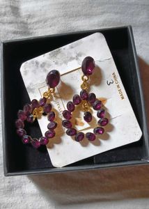 Purple Gemstone Hoop Earrings